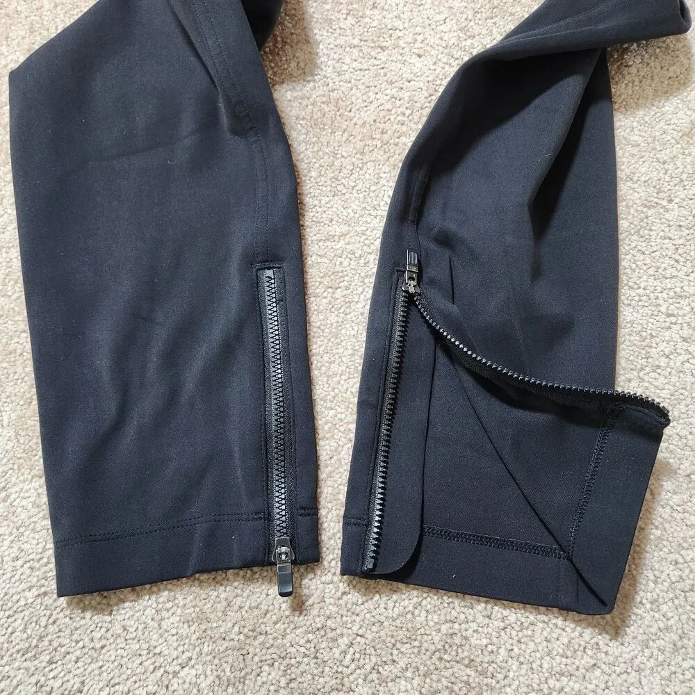 Athleta Delancey Skyline Leggings Women L Black High Rise Ankle Zip